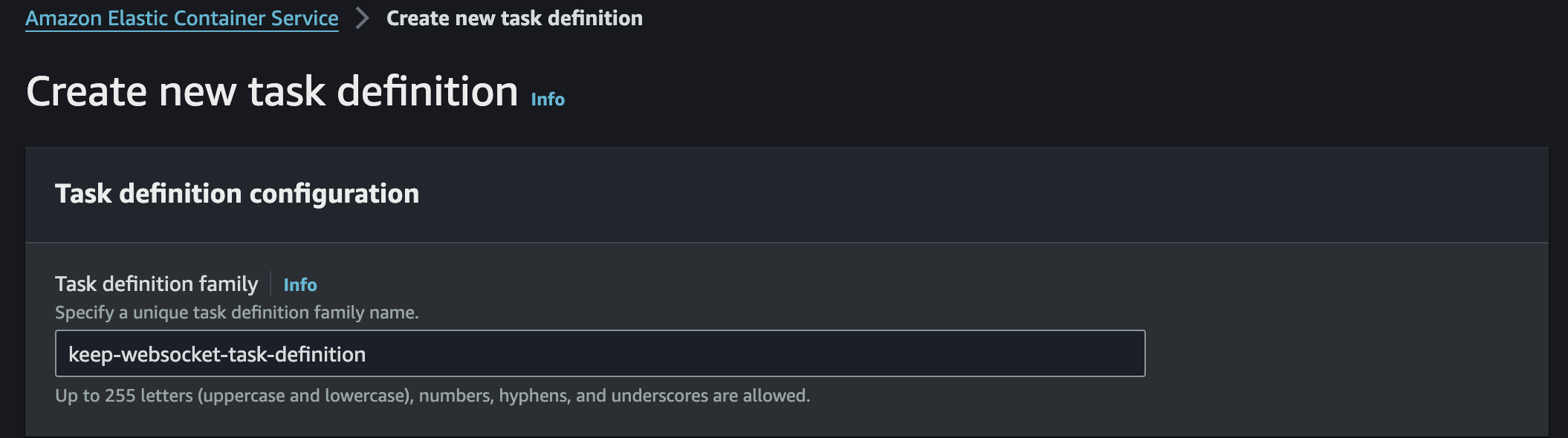Task Definition Family